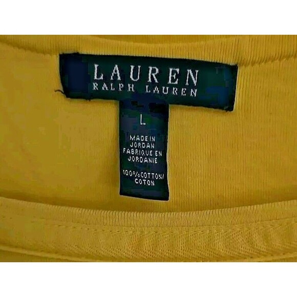 Lauren Ralph RL Ladies Top Bright Yellow Gold Shoulder Buttons Pullover Large - Picture 4 of 9
